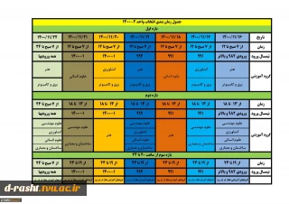 اطلاعیه و جدول زمان بندی انتخاب واحد نیمسال دوم سال تحصیلی -  بهمن ماه  1400