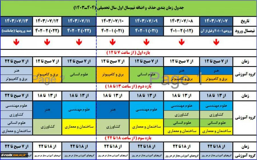 #جدول_زمان‌بندی #انتخاب_واحد ۰۳۱ 5